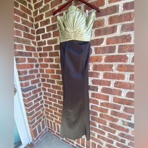 Art Deco-Inspired Black and Sage Evening Gown by Allure Bridals, Size 12